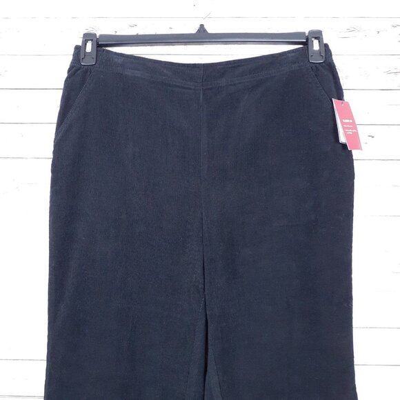 Croft & Barrow Womens Corduroy Pants Large Petite Black Pull On 985 - Picture 2 of 6
